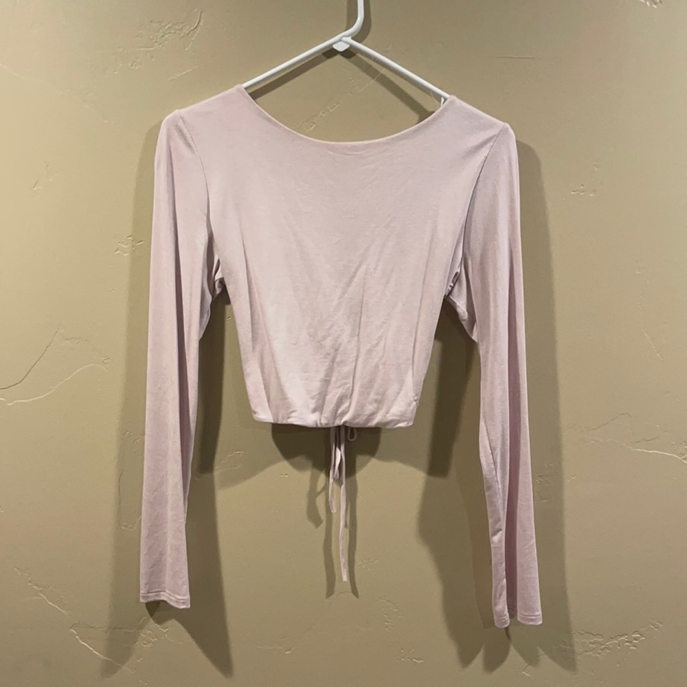 Baby pink long sleeve with criss cross back